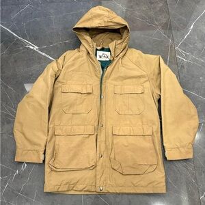 Vintage Woolrich Parka Jacket Tan Beige Field Chore Full Zip Men's Size Large